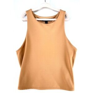 Express Womens Camel Cropped Tank S Minimalist Neutral Stretch Sleeveless Staple